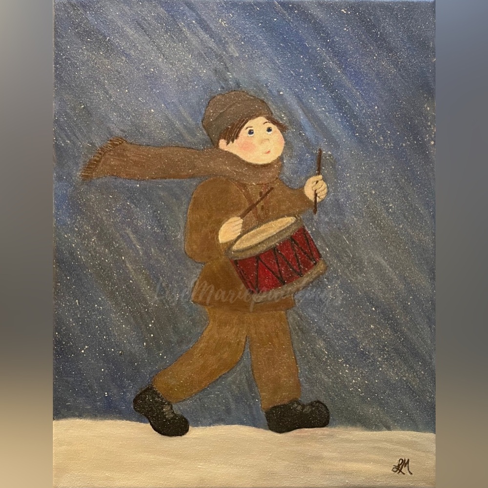 Charming Winter Drummer Boy Canvas Art
